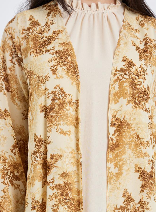 Amirah Women Chiffon Printed Abaya and Dress Modest Set - Image 3
